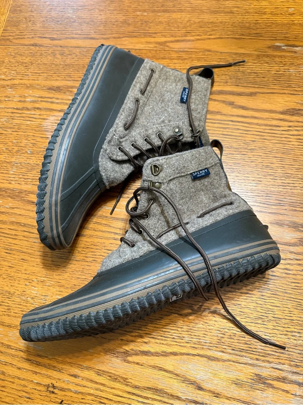 Sperry Men’s Brown Wool-Blend & Black Rubber Duck Boots-12